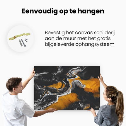 Canvas schilderij ophangen Abstracte Kunst van Zwarte Gouden Verf