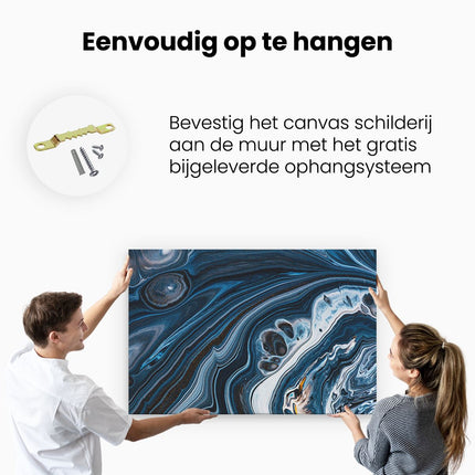 Canvas schilderij ophangen Abstracte Kunst - Blauwe Verf
