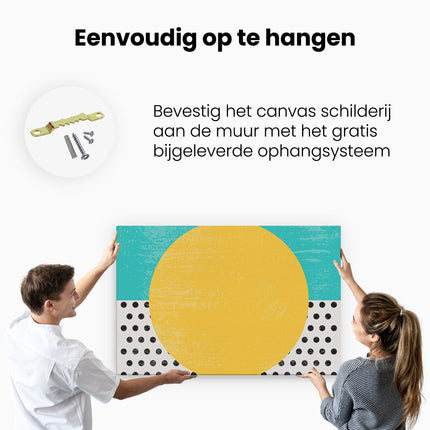 Canvas schilderij ophangen Abstracte Kunst - Zon met Zwarte Stippen