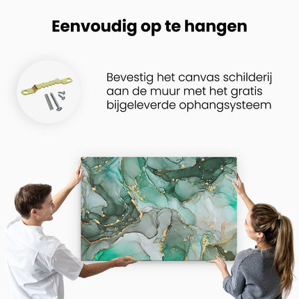 Canvas schilderij ophangen Abstracte Kunst - Blauwe Marmer met Goud