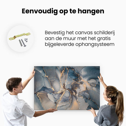 Canvas schilderij ophangen Abstracte Luxe Kunst - Zwart met Goud