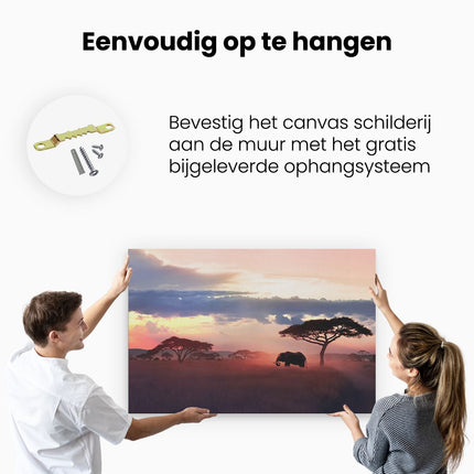 Canvas schilderij ophangen Olifant in de Savanne 