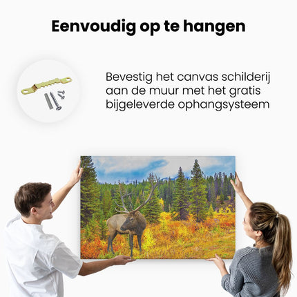 Canvas schilderij ophangen Hert in de Herfst Bos