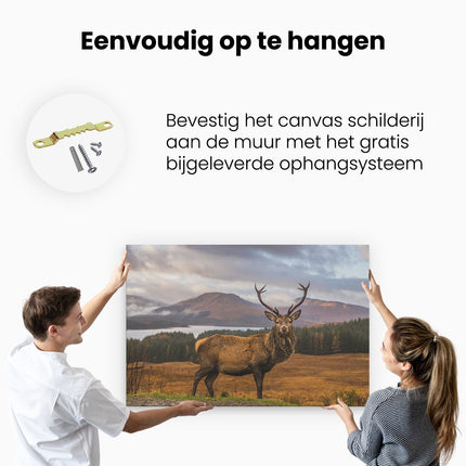 Canvas schilderij ophangen Hert in de Bossen