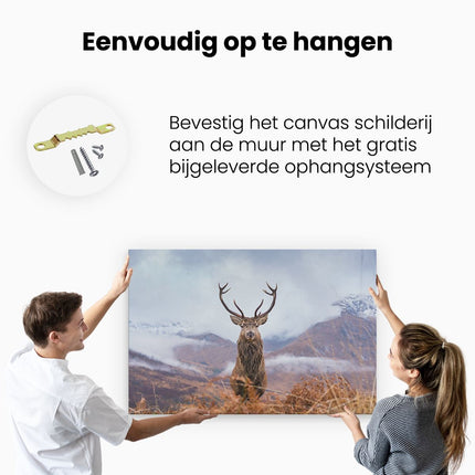 Canvas schilderij ophangen Hert in de Bergen