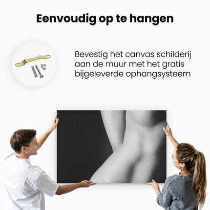 Canvas schilderij ophangen Naakte Vrouwenlichaam - Erotiek - Zwart Wit