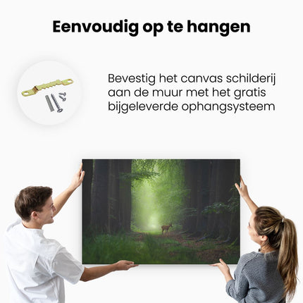 Canvas schilderij ophangen Hert in het Groene Bos