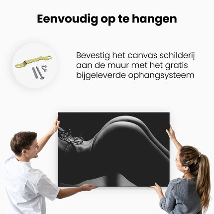 Canvas schilderij ophangen Vrouwen Billen in String - Erotiek - Zwart Wit