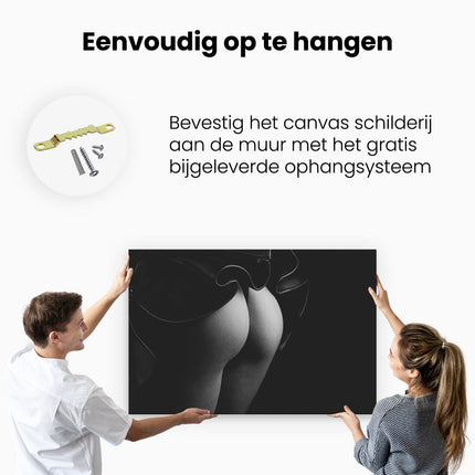 Canvas schilderij ophangen Vrouwen Billen onder een Rok - Erotiek - Zwart Wit