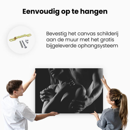 Canvas schilderij ophangen Vrouw met een Man - Liefde - Erotiek - Zwart Wit