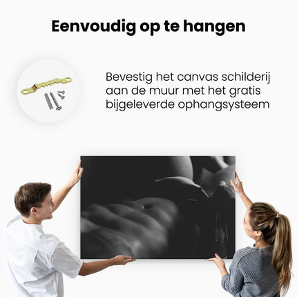 Canvas schilderij ophangen Man met een Sixpack - Erotiek - Zwart Wit