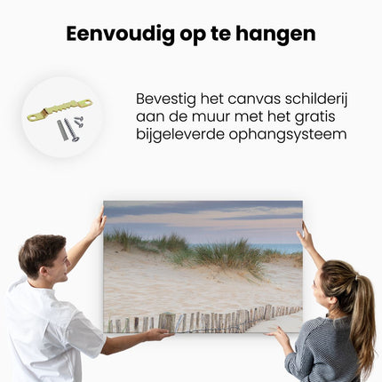 Canvas schilderij ophangen Zand Duinen aan het Strand 