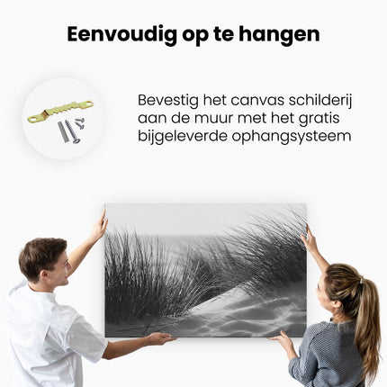 Canvas schilderij ophangen Strand en Duinen - Zwart Wit