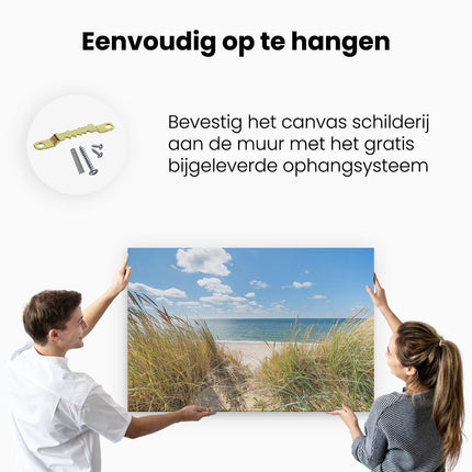 Canvas schilderij ophangen Strand en Zee vanuit Duinen