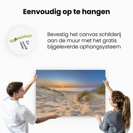 Canvas schilderij ophangen Strand en Zee met Zonsondergang