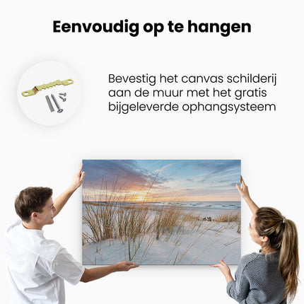 Canvas schilderij ophangen Strand en Zee vanuit Duinen
