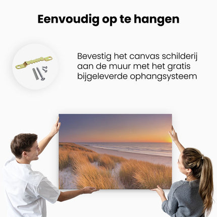 Canvas schilderij ophangen Strand en Zee met Zonsondergang