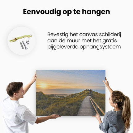 Canvas schilderij ophangen Lange Voetpad door de Duinen