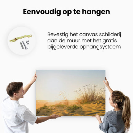 Canvas schilderij ophangen Duinen met Zon