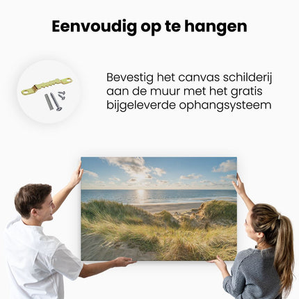 Canvas schilderij ophangen Strand en Zee vanuit Duinen