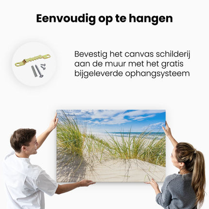 Canvas schilderij ophangen Strand en Zee vanuit de Duinen