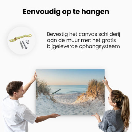 Canvas schilderij ophangen Voetpad naar Strand en Zee