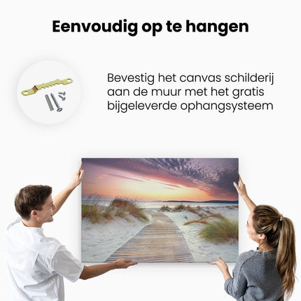 Canvas schilderij ophangen Voetpad naar het Strand en de Zee