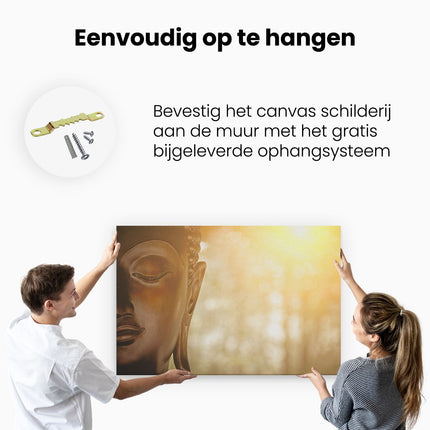 Canvas schilderij ophangen Boeddha Beeld met Zon