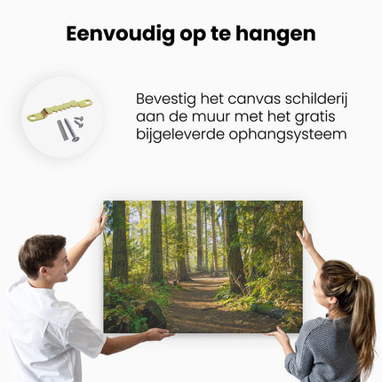 Canvas schilderij ophangen Voetpad in het Bos