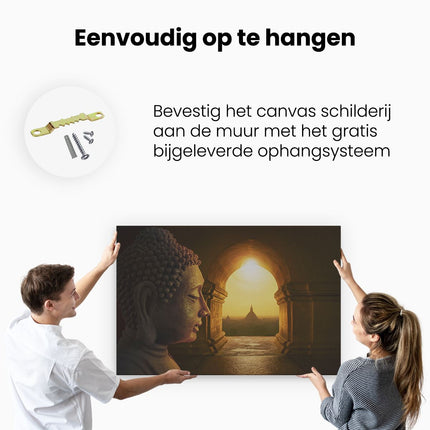 Canvas schilderij ophangen Boeddha met Mooi Uitzicht