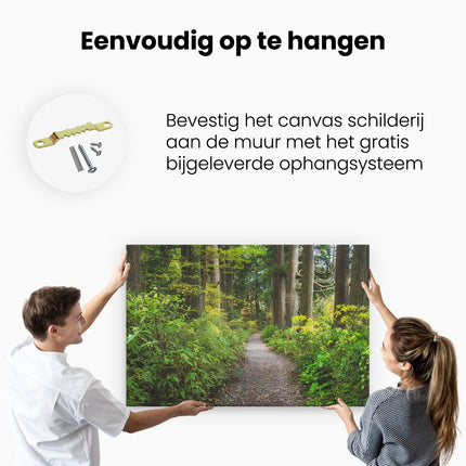 Canvas schilderij ophangen Voetpad in het Bos