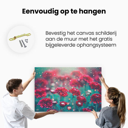 Canvas schilderij ophangen Rode Bloemen