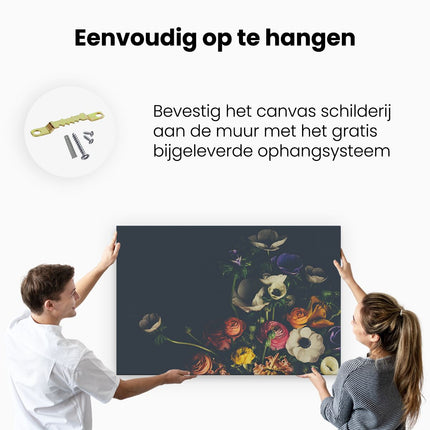 Canvas schilderij ophangen Boeket met Verschillende Mooie Bloemen