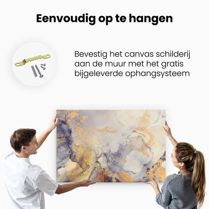 Canvas schilderij ophangen Abstracte Kunst - Zwart Grijs Goud