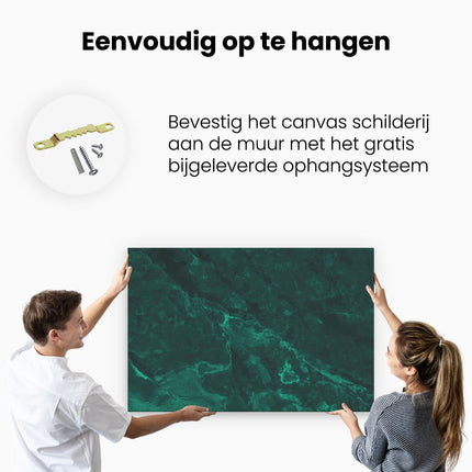 Canvas schilderij ophangen Abstracte Kunst - Donker Groene Marmer