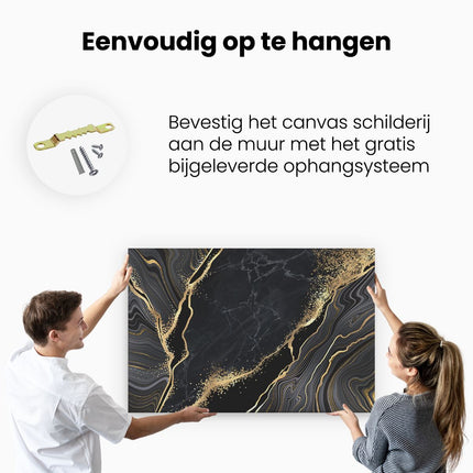 Canvas schilderij ophangen Abstracte Kunst - Marmer met Gouden Tinten