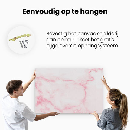 Canvas schilderij ophangen Abstracte Kunst - Roze Patroon Marmer