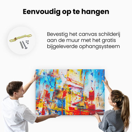 Canvas schilderij ophangen Abstracte Kunst - Kleurvolle Hand Gemaakte Acryl 