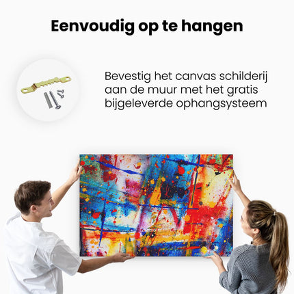 Canvas schilderij ophangen Abstracte Kunst - Kleurvolle Hand Gemaakte Acryl