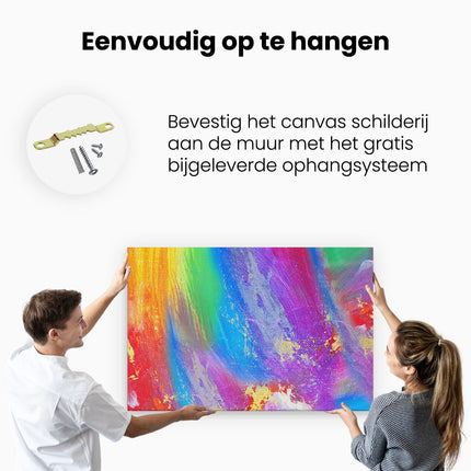 Canvas schilderij ophangen Abstracte Kunst - Kleurvolle Hand Gemaakte Acryl