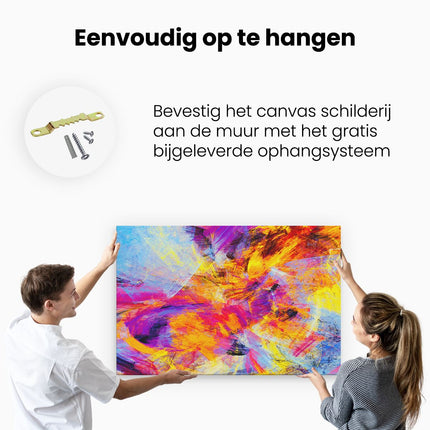 Canvas schilderij ophangen Abstracte Kunst - Verschillende Kleuren Spatten