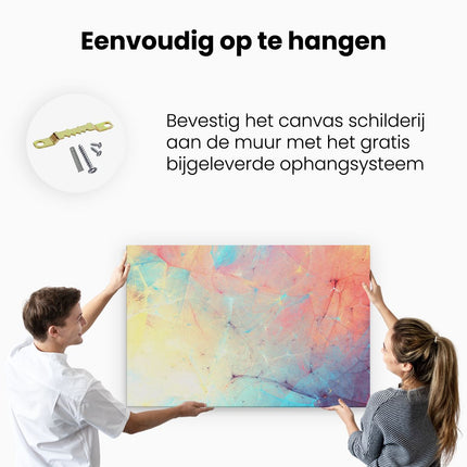 Canvas schilderij ophangen Abstracte Kunst - Rood Blauw Geel