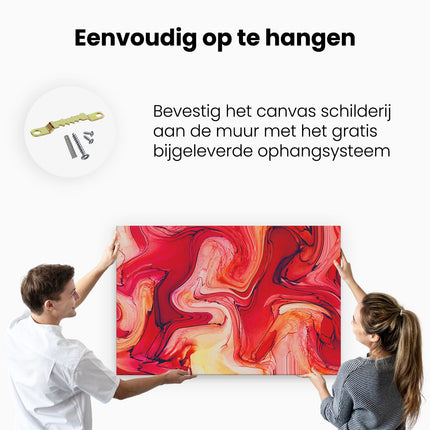 Canvas schilderij ophangen Abstracte Kunst - Oranje en Witte Marmer