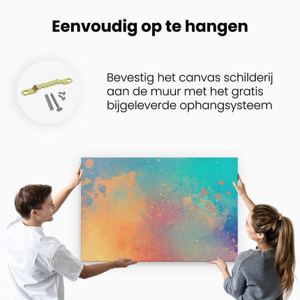 Canvas schilderij ophangen Abstracte Kunst - Acryl met Blauw en Oranje