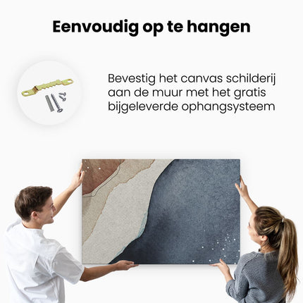 Canvas schilderij ophangen Abstracte Kunst - Bruin Beige Blauw