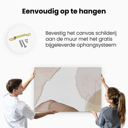 Canvas schilderij ophangen Abstracte Kunst - Bruin Beige