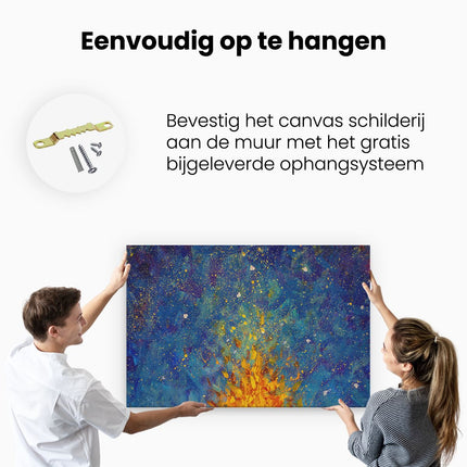 Canvas schilderij ophangen Abstracte Kunst - Vuur in de Nacht