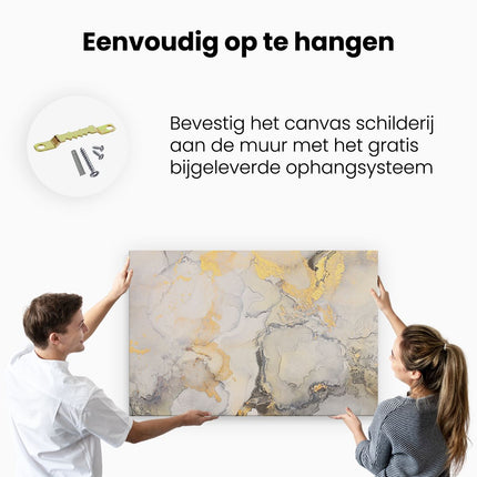Canvas schilderij ophangen Abstracte Kunst - Zwart Grijs Goud