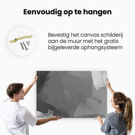 Canvas schilderij ophangen Abstracte Kunst - Zwart Oranje Beige - Zwart Wit
