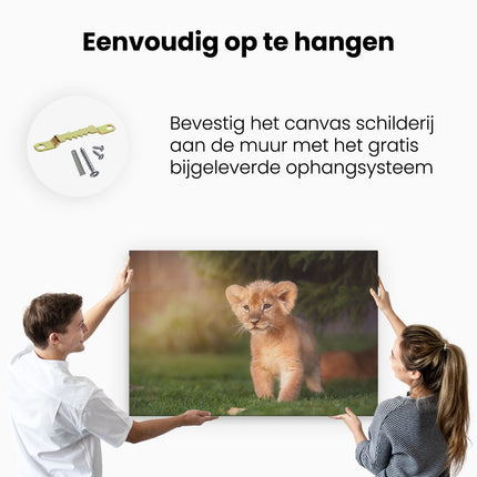 Canvas schilderij ophangen Schattige Leeuwen Welp - Baby Leeuw